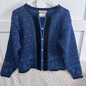 Dale of Norway Fair Isle Wool Velvet Button Sweater Cardigan